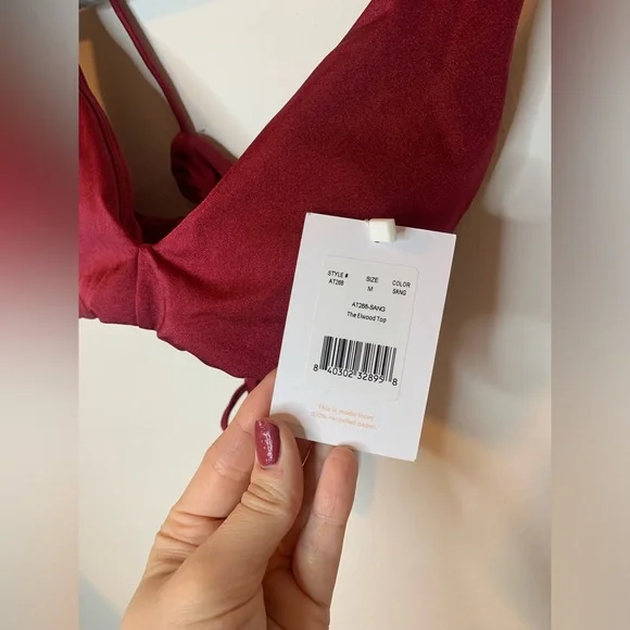 NWT Andie Swim The Elwood Bikini Top - Gloss - Sangria - Picture 5 of 6